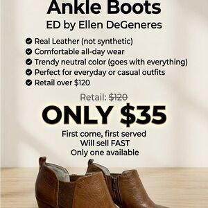 Ellen Degeneres Tan Leather Ankle Boots